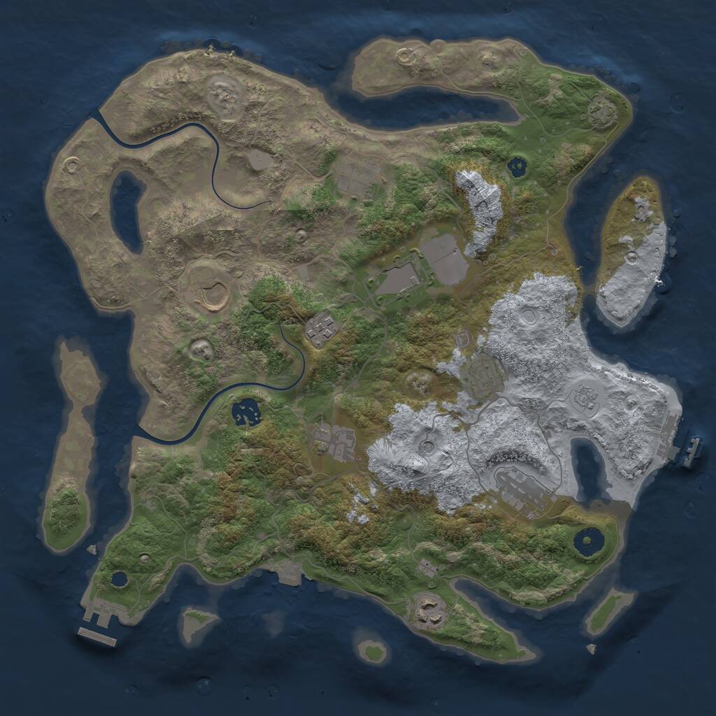 Rust Map: Procedural Map, Size: 3700, Seed: 1102647, 15 Monuments