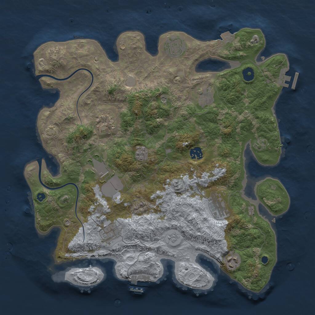 Rust Map: Procedural Map, Size: 3700, Seed: 6451812, 15 Monuments