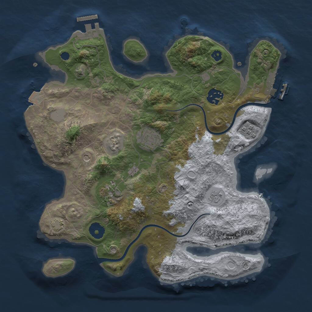 Rust Map: Procedural Map, Size: 3000, Seed: 1234819, 10 Monuments