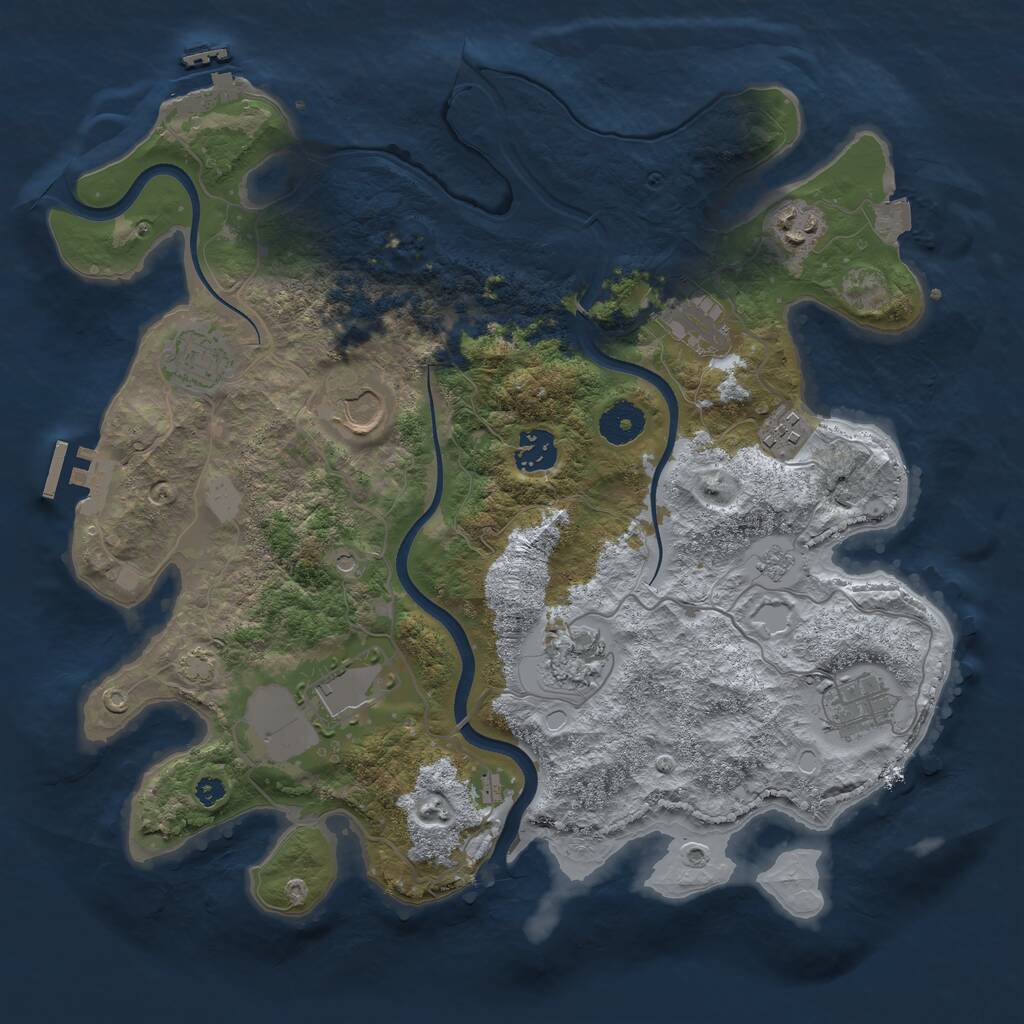 Rust Map: Procedural Map, Size: 3550, Seed: 53151, 15 Monuments