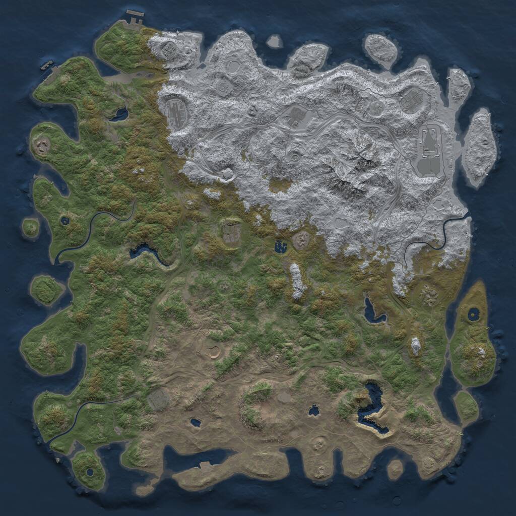 Rust Map: Procedural Map, Size: 6000, Seed: 8475122, 17 Monuments