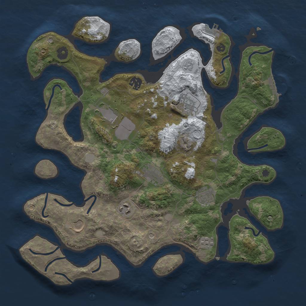 Rust Map: Procedural Map, Size: 3700, Seed: 6419685, 17 Monuments