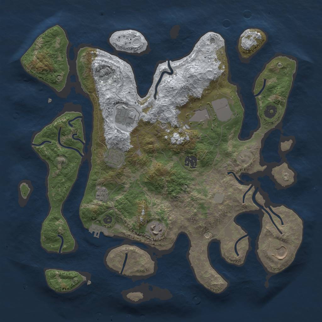 Rust Map: Procedural Map, Size: 3700, Seed: 1505201, 14 Monuments