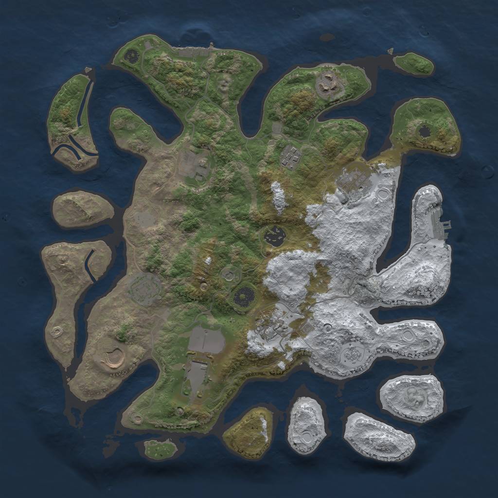 Rust Map: Procedural Map, Size: 3700, Seed: 3154348, 18 Monuments