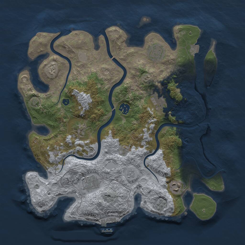 Rust Map: Procedural Map, Size: 3500, Seed: 83753, 12 Monuments