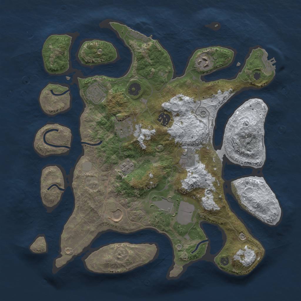 Rust Map: Procedural Map, Size: 3550, Seed: 640735, 16 Monuments