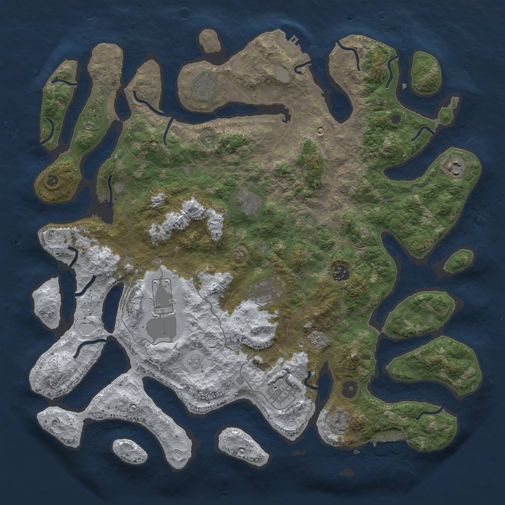 Rust Map: Procedural Map, Size: 4500, Seed: 95136415, 17 Monuments