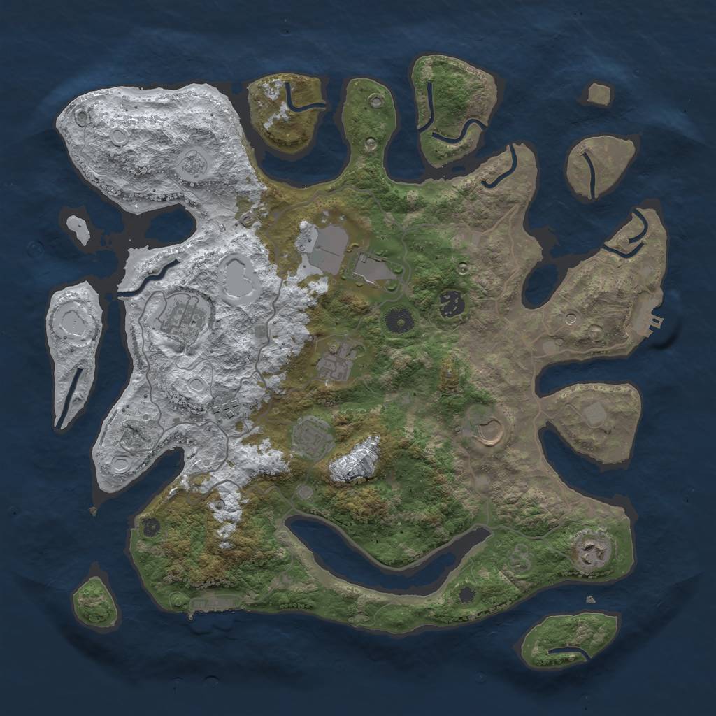 Rust Map: Procedural Map, Size: 4000, Seed: 222689700, 17 Monuments