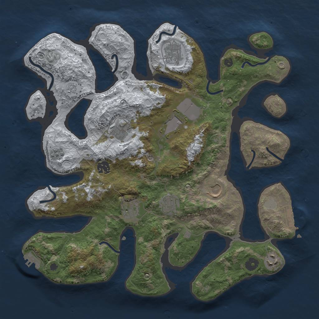 Rust Map: Procedural Map, Size: 3700, Seed: 1551457, 18 Monuments