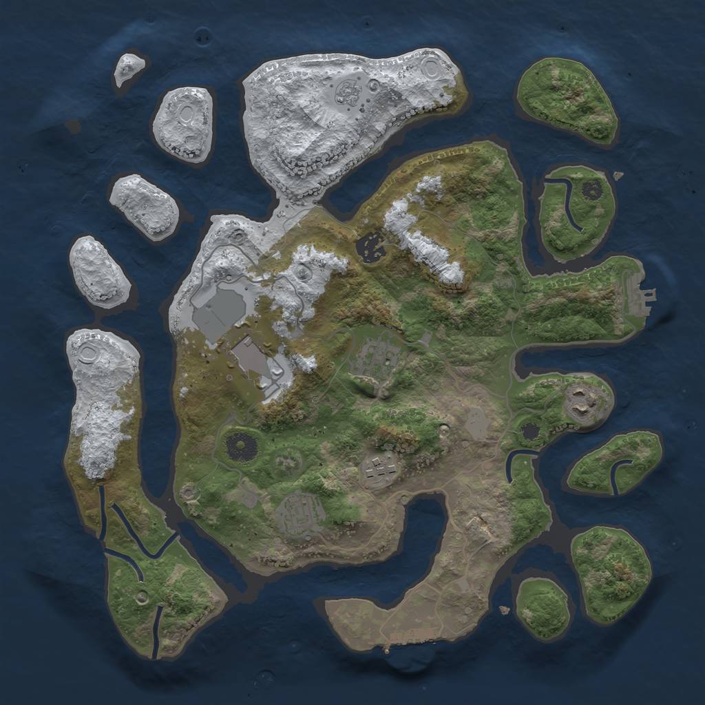 Rust Map: Procedural Map, Size: 3500, Seed: 2542677, 14 Monuments