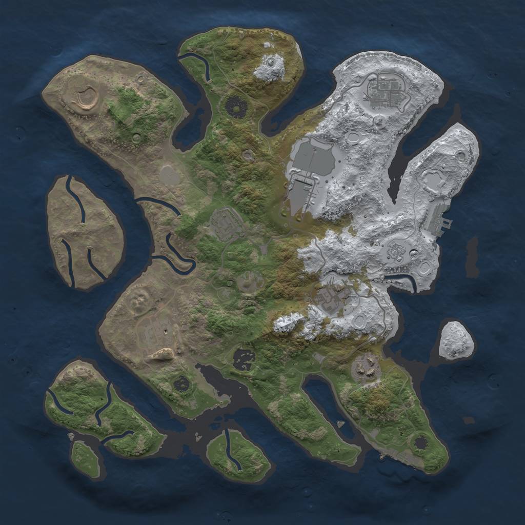 Rust Map: Procedural Map, Size: 3500, Seed: 2249199, 16 Monuments