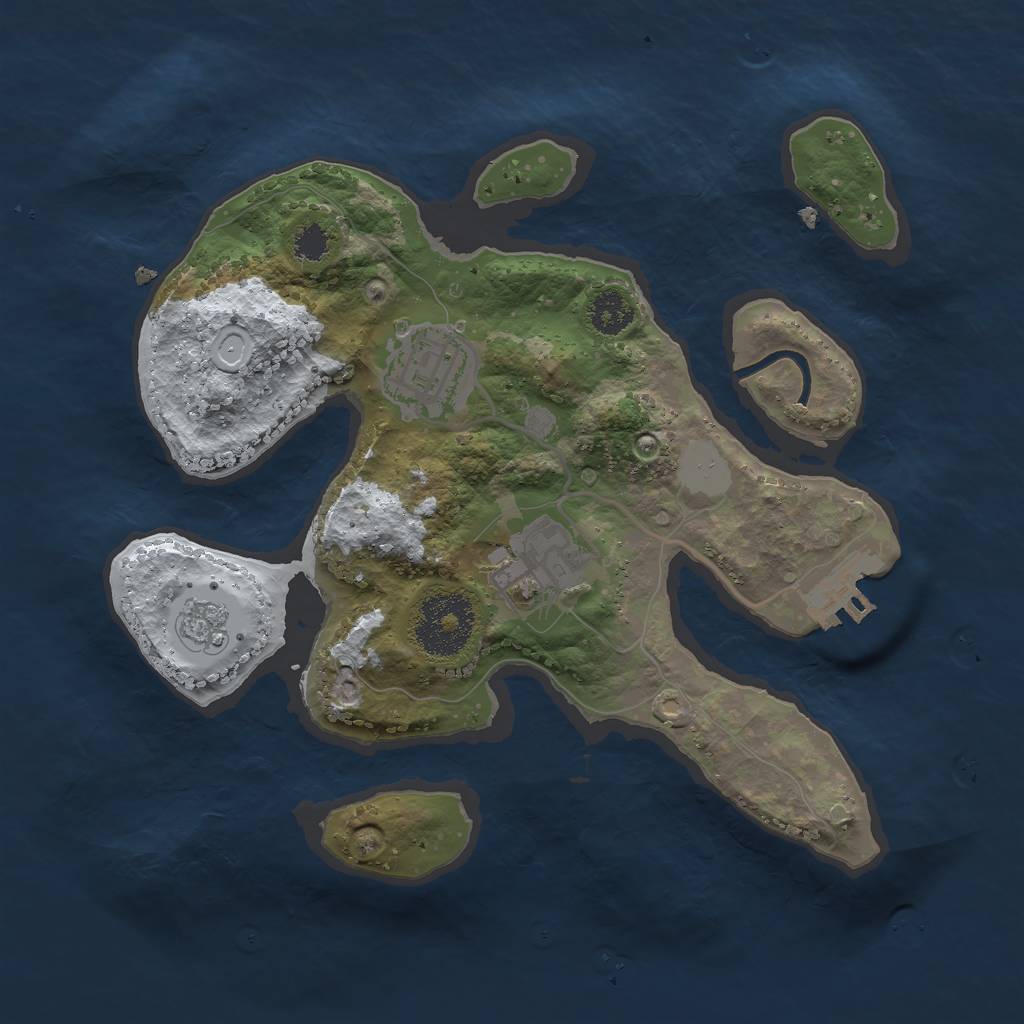 Rust Map: Procedural Map, Size: 2500, Seed: 28157, 9 Monuments