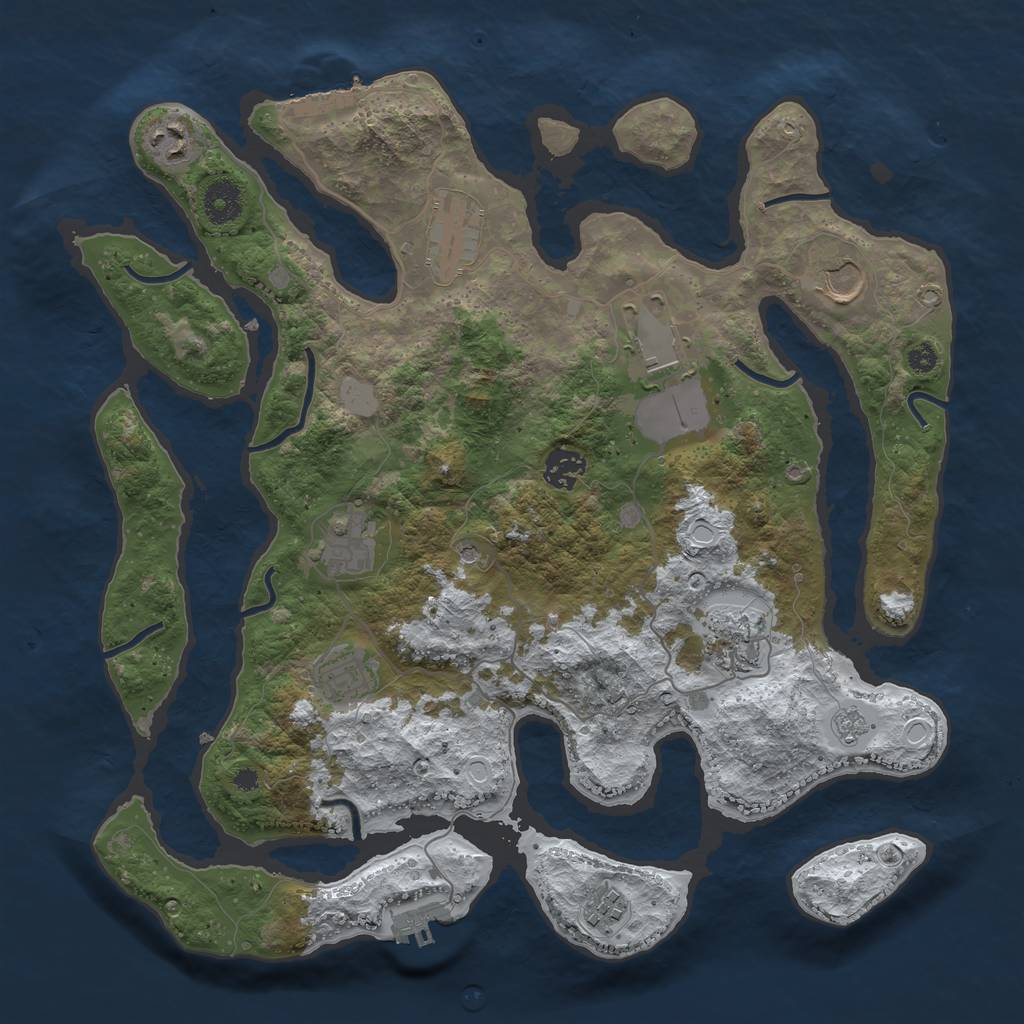 Rust Map: Procedural Map, Size: 3700, Seed: 6195935, 18 Monuments