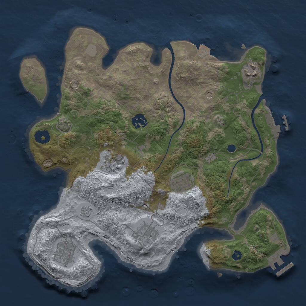 Rust Map: Procedural Map, Size: 3099, Seed: 2147483647, 12 Monuments