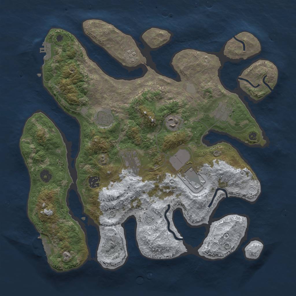 Rust Map: Procedural Map, Size: 3700, Seed: 2713259, 16 Monuments