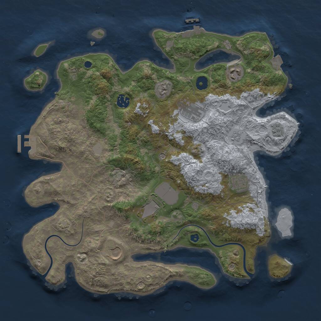 Rust Map: Procedural Map, Size: 3700, Seed: 3642343, 13 Monuments