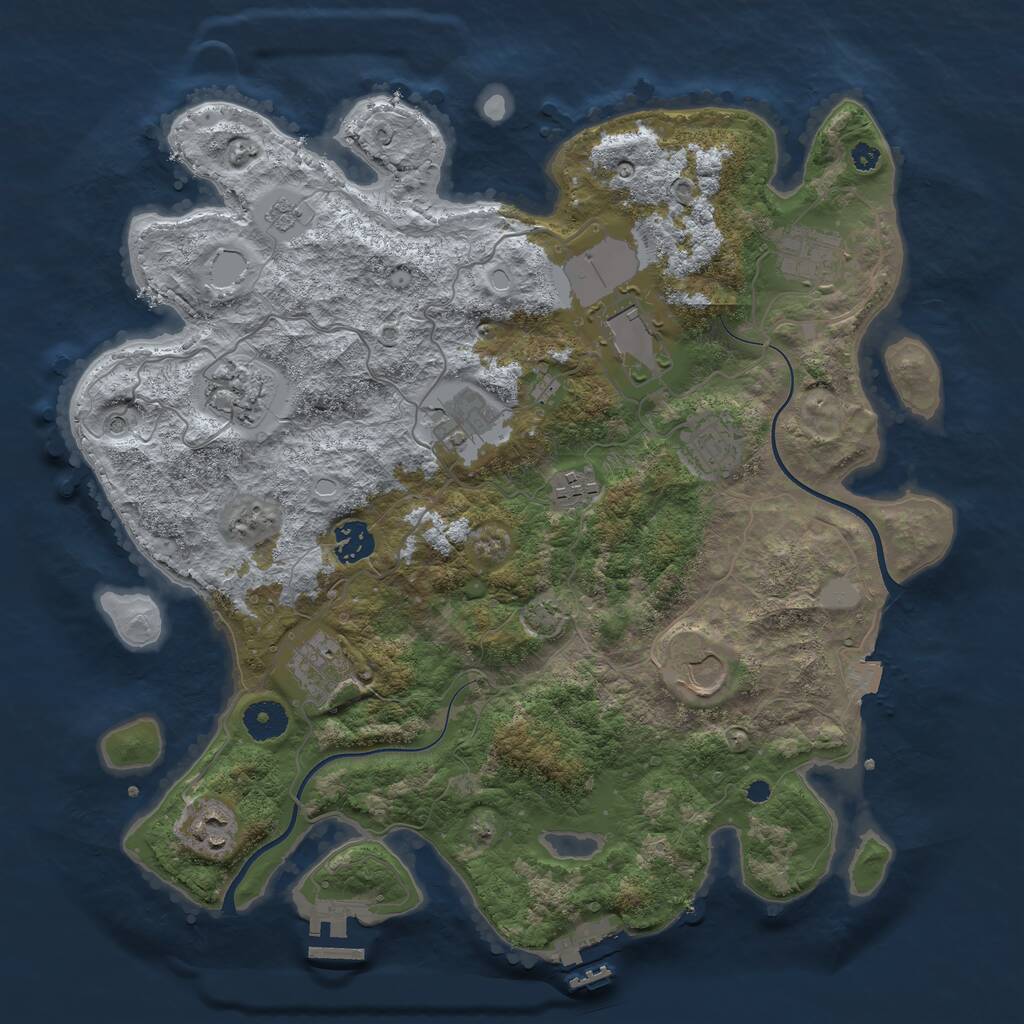 Rust Map: Procedural Map, Size: 3700, Seed: 4191205, 16 Monuments