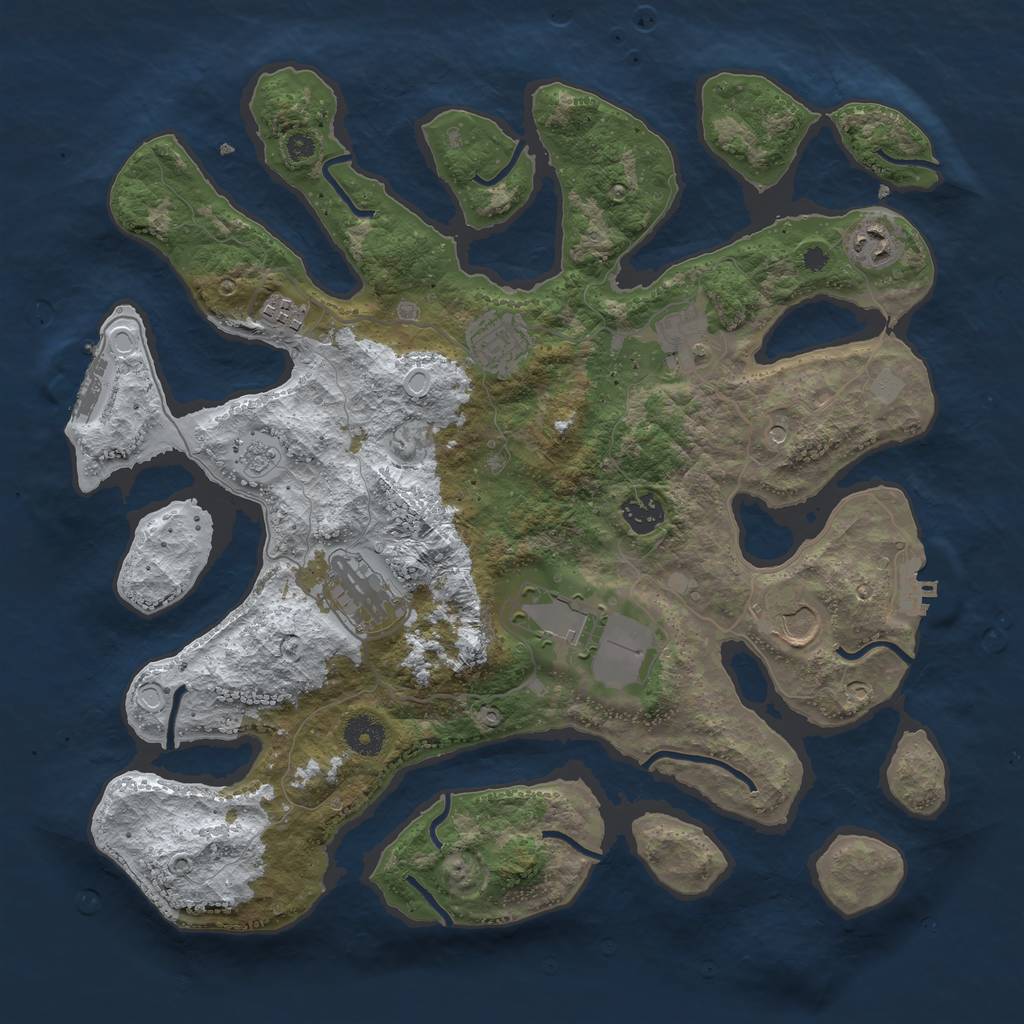 Rust Map: Procedural Map, Size: 3800, Seed: 1243347440, 17 Monuments