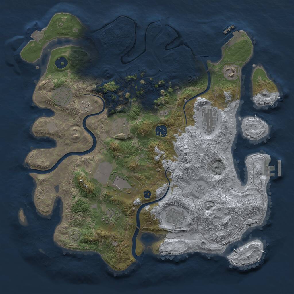 Rust Map: Procedural Map, Size: 3700, Seed: 2499634, 15 Monuments