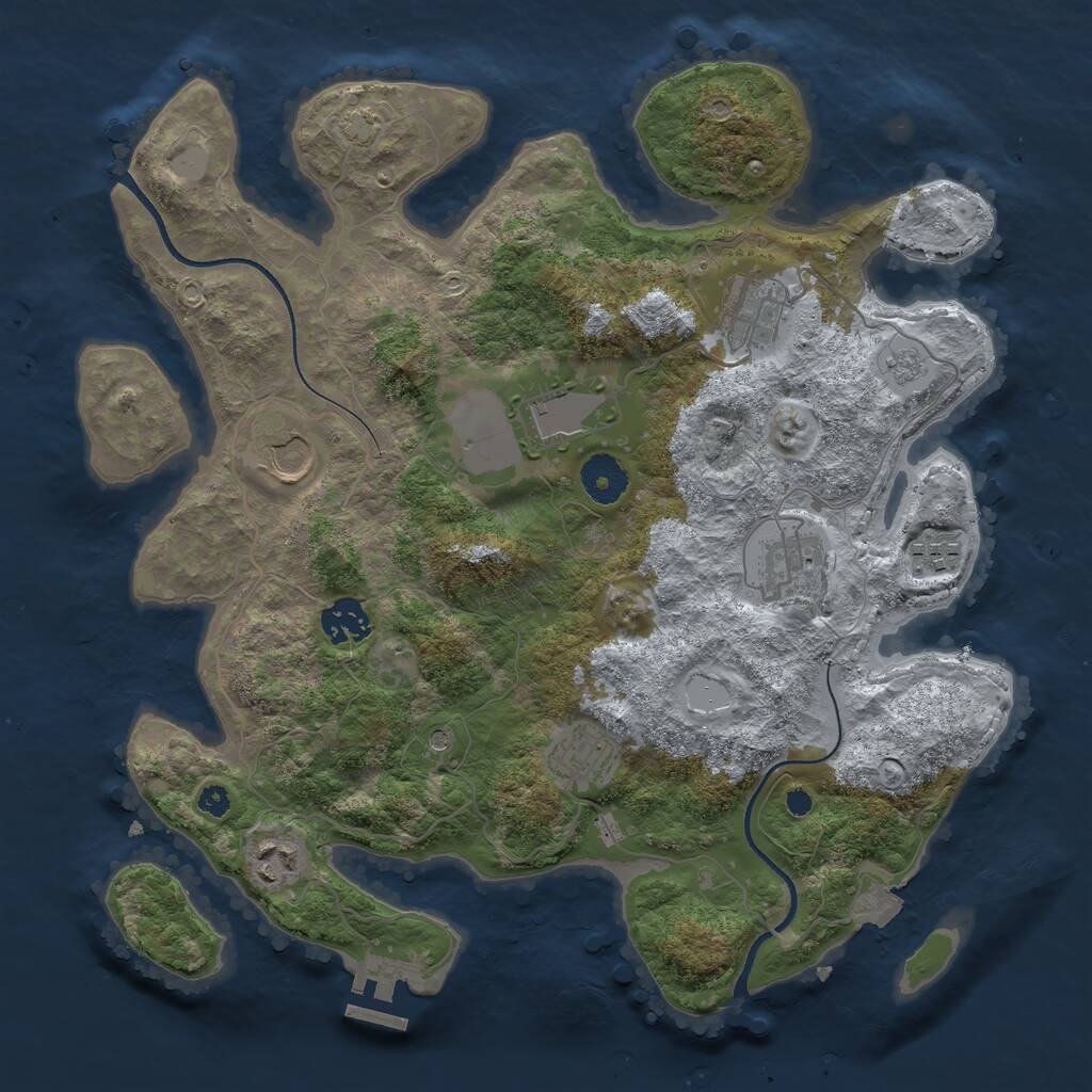Rust Map: Procedural Map, Size: 3500, Seed: 3880739, 13 Monuments