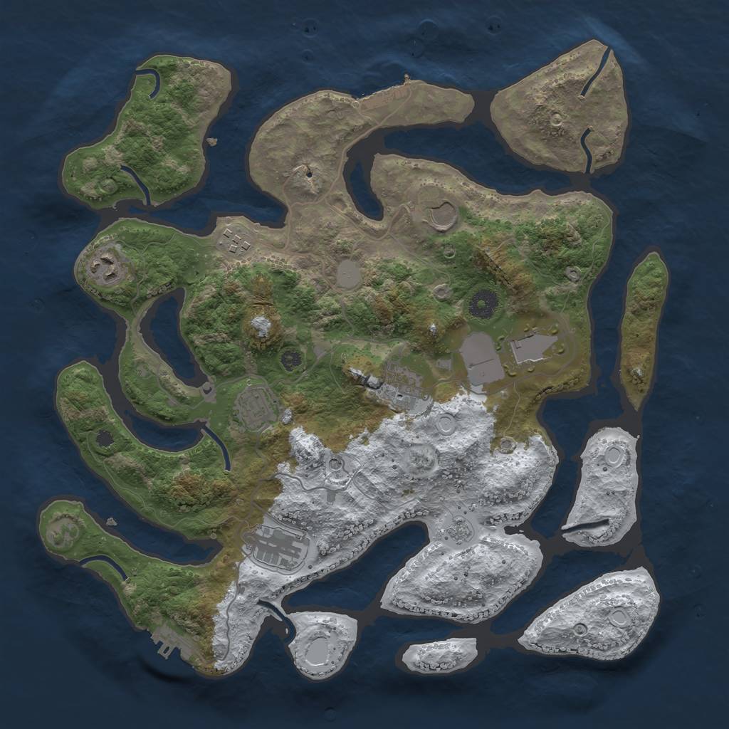 Rust Map: Procedural Map, Size: 3700, Seed: 3233876, 16 Monuments