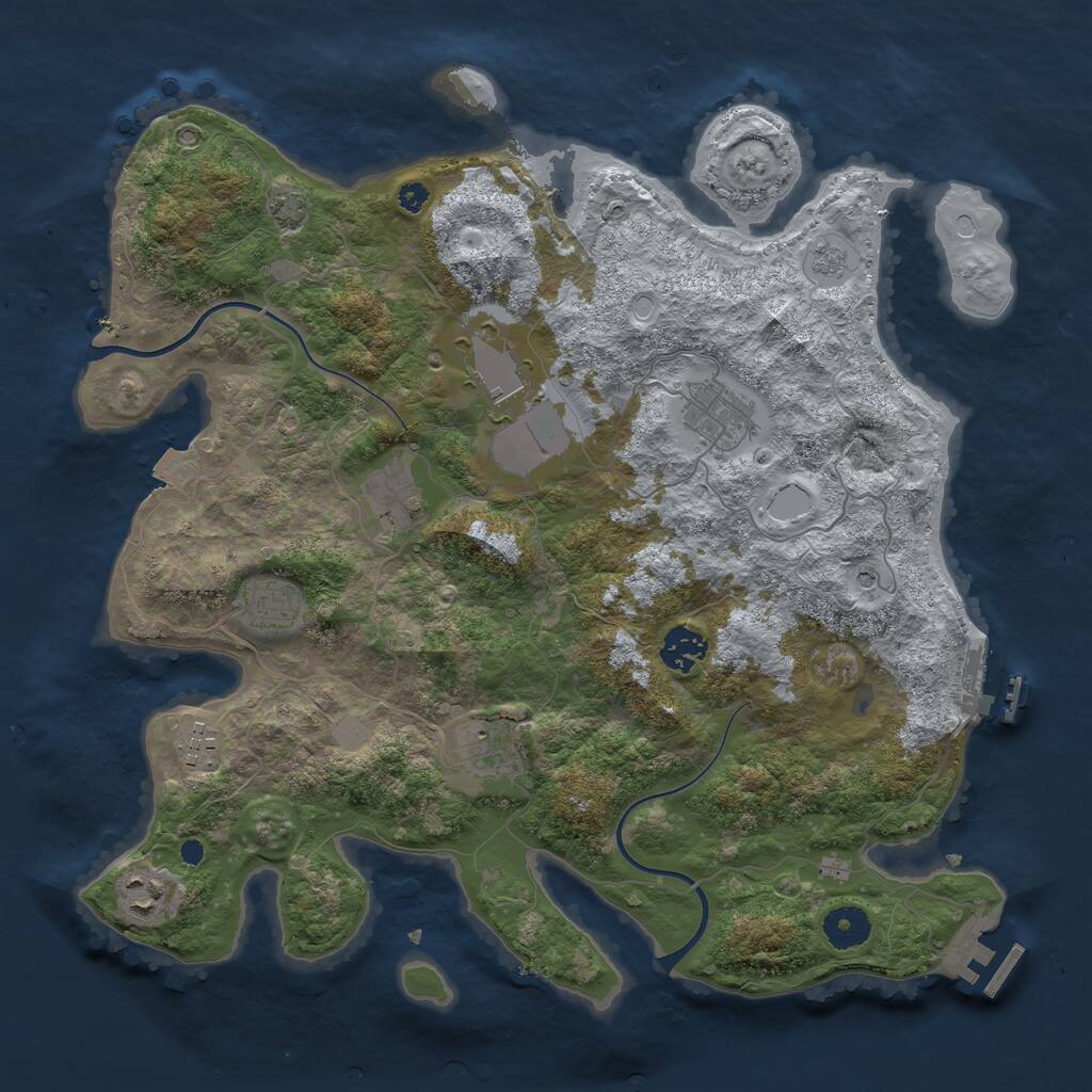 Rust Map: Procedural Map, Size: 3700, Seed: 2597665, 14 Monuments