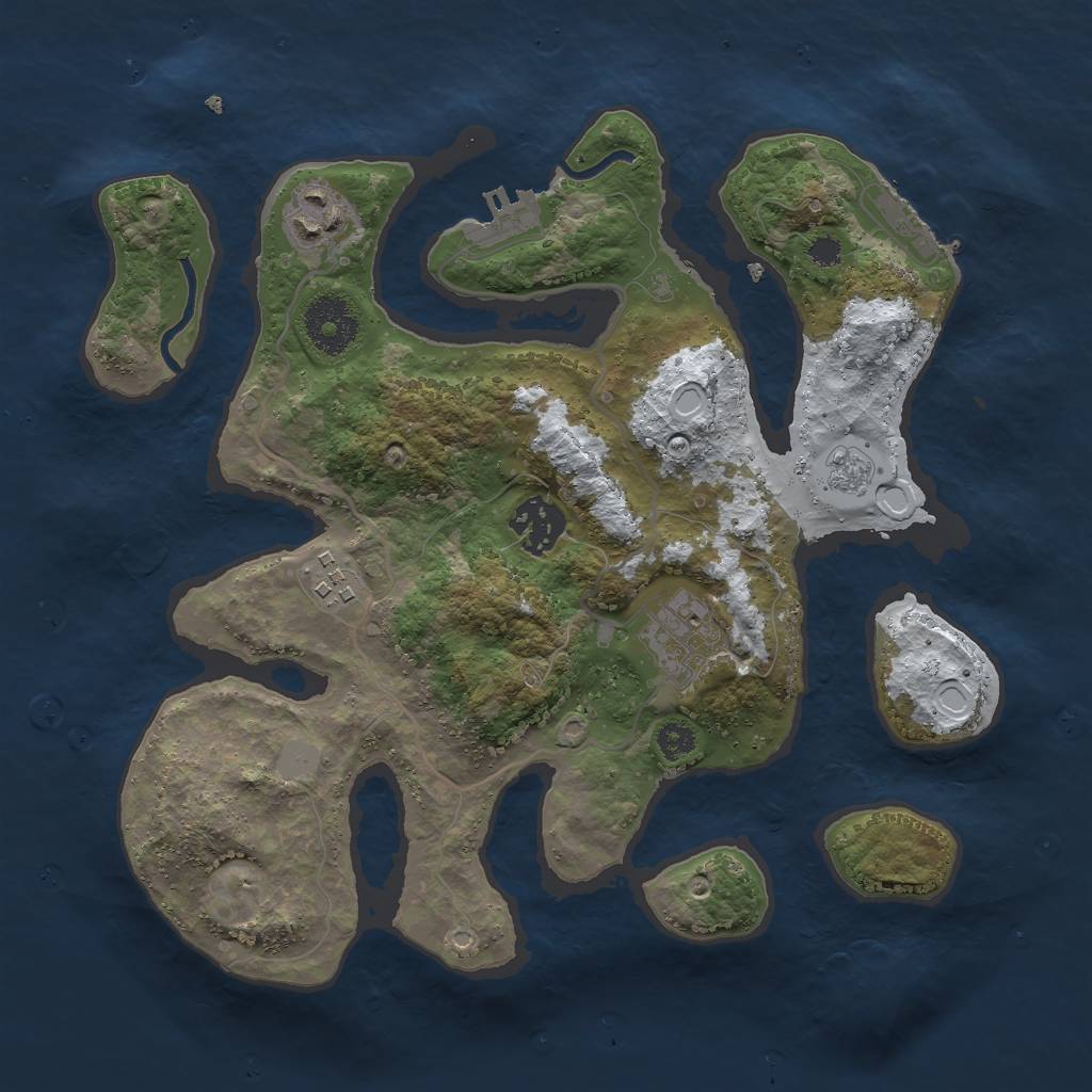 Rust Map: Procedural Map, Size: 3000, Seed: 2515, 12 Monuments