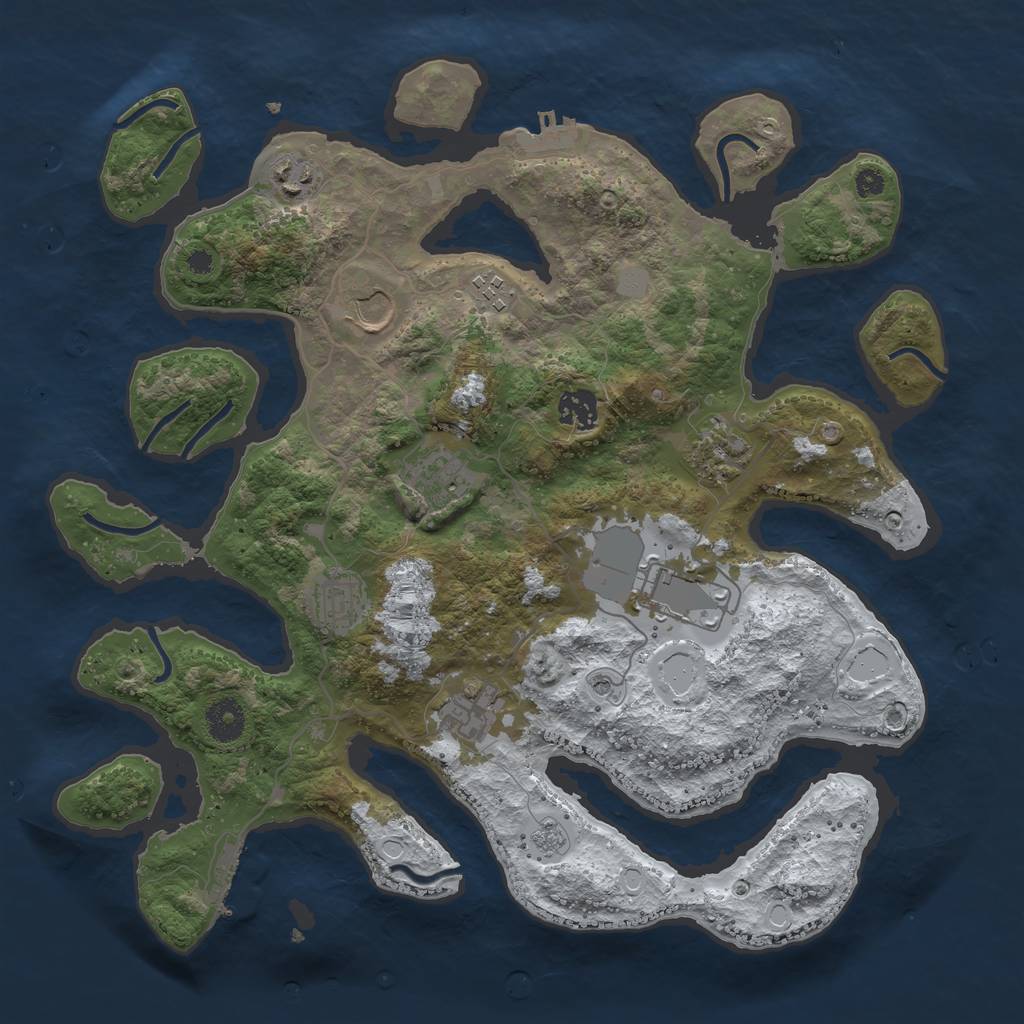 Rust Map: Procedural Map, Size: 3700, Seed: 6264608, 18 Monuments