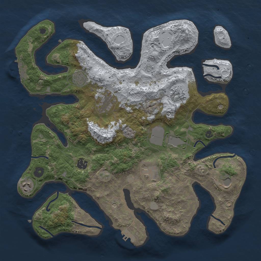 Rust Map: Procedural Map, Size: 3700, Seed: 2379527, 18 Monuments