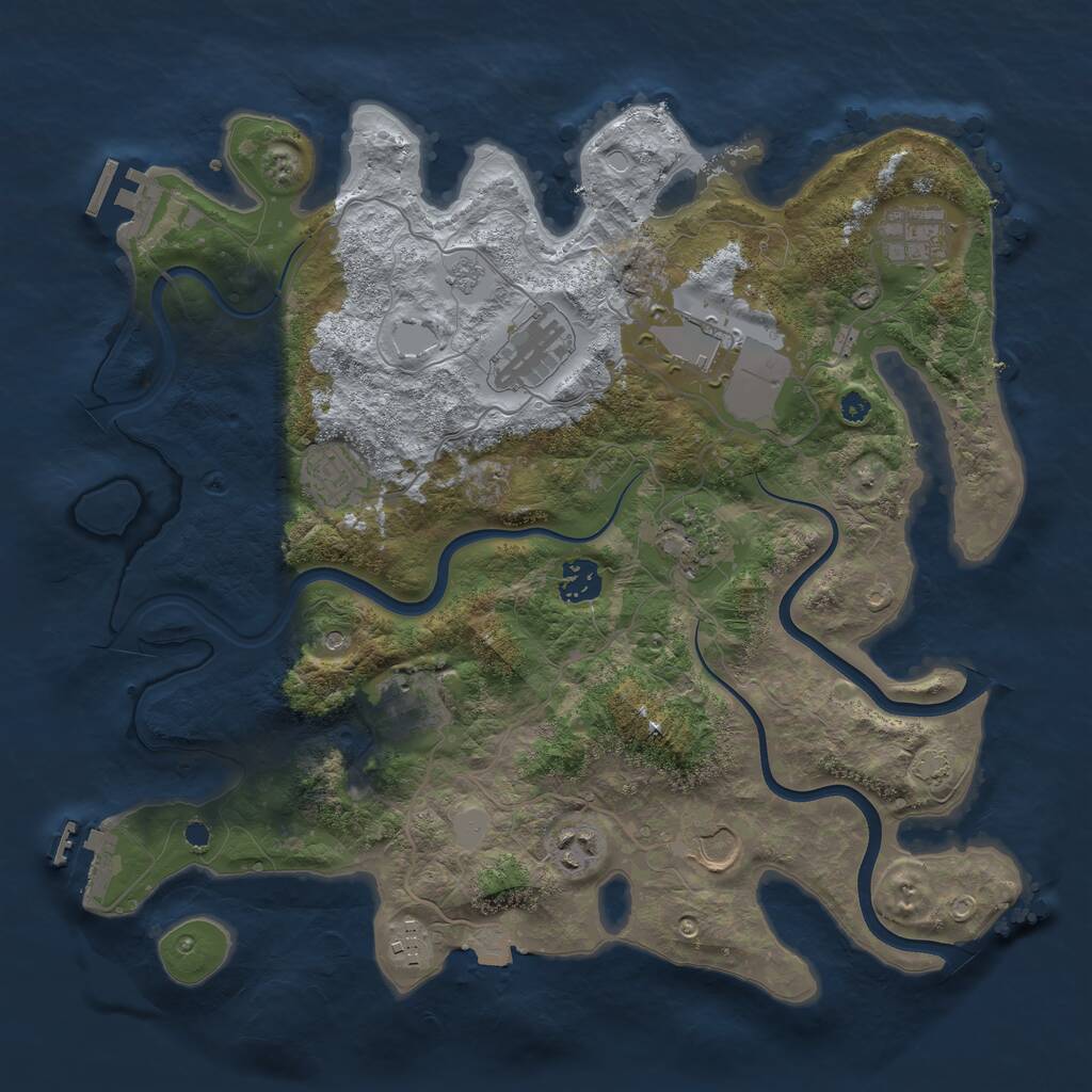 Rust Map: Procedural Map, Size: 3700, Seed: 6358895, 16 Monuments