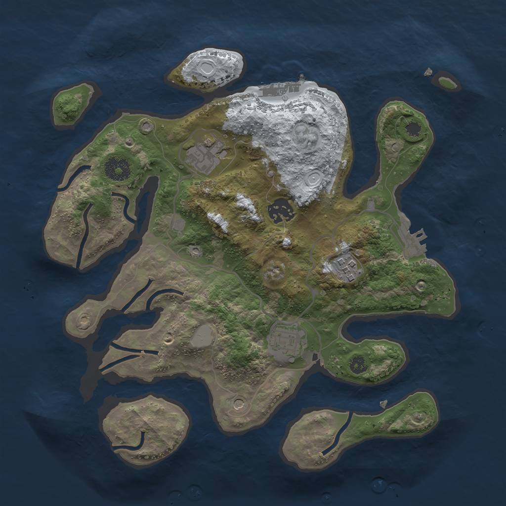 Rust Map: Procedural Map, Size: 3000, Seed: 33895369, 12 Monuments