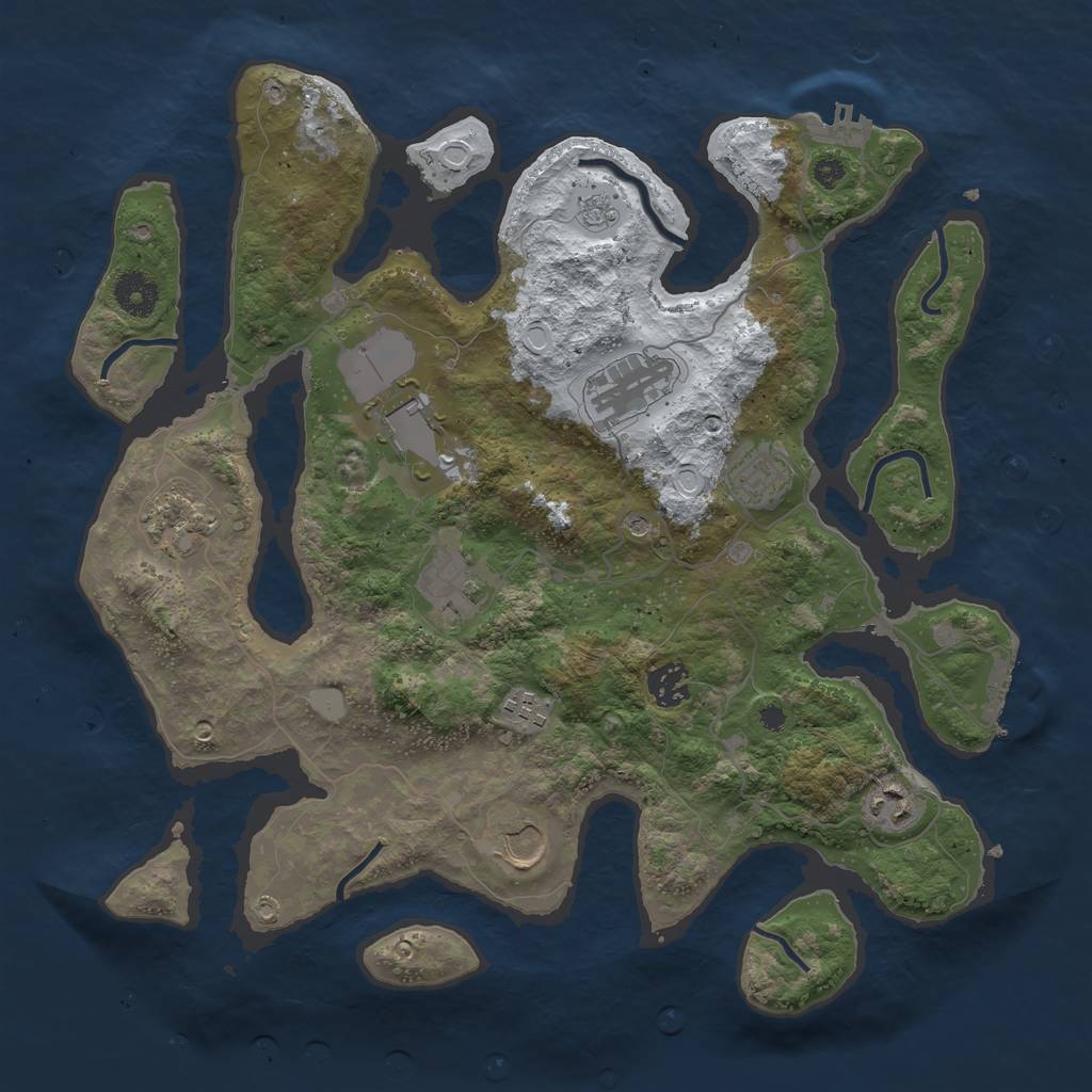 Rust Map: Procedural Map, Size: 3700, Seed: 3301339, 18 Monuments
