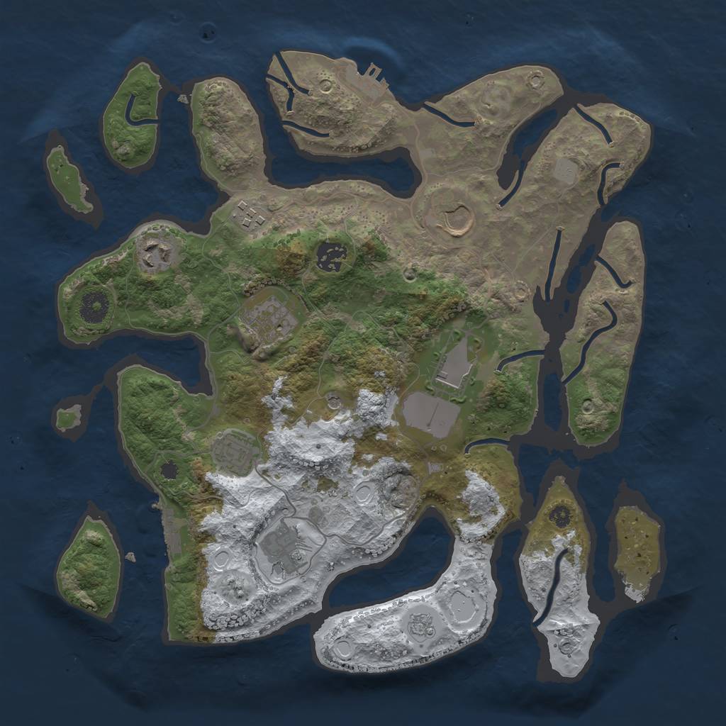 Rust Map: Procedural Map, Size: 3500, Seed: 4100302, 17 Monuments