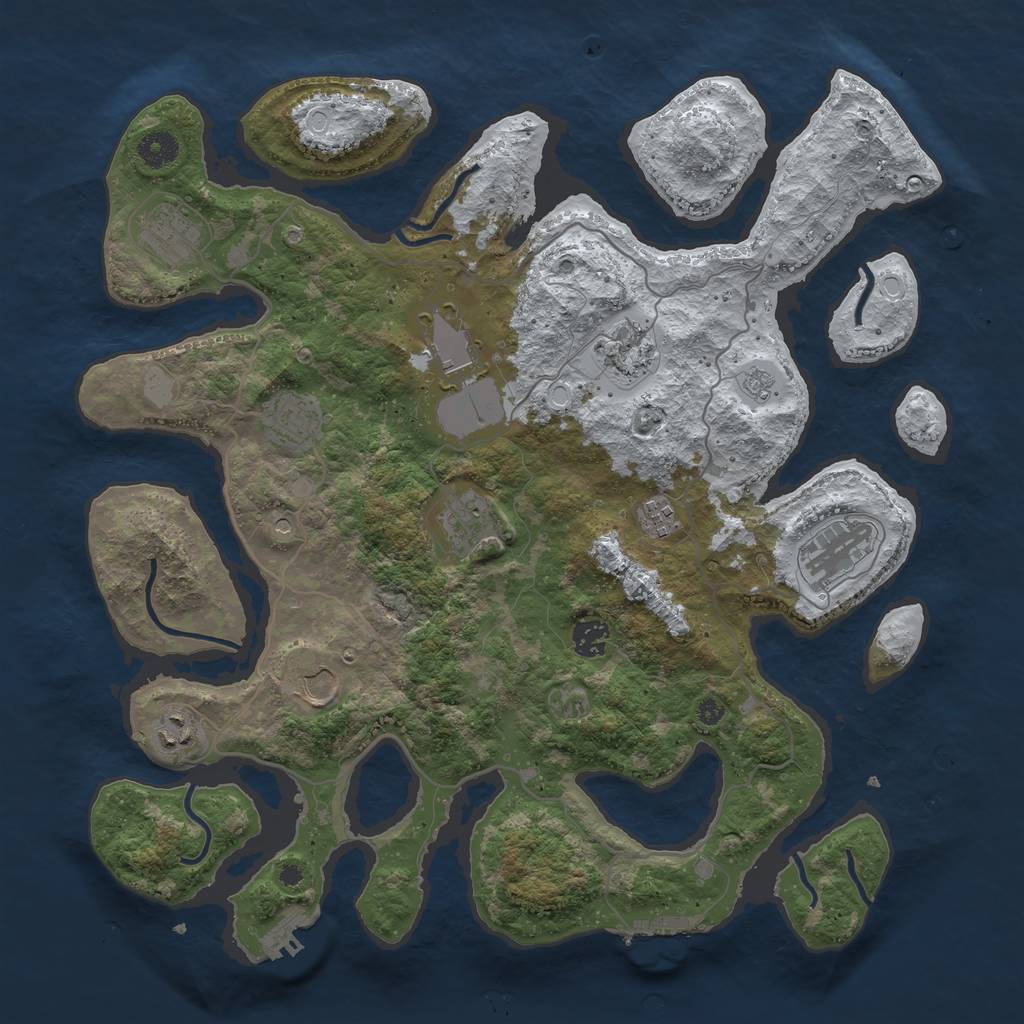 Rust Map: Procedural Map, Size: 4050, Seed: 55261735, 19 Monuments