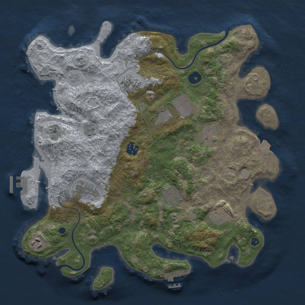 Rust Map: Procedural Map, Size: 3700, Seed: 5756054, 15 Monuments
