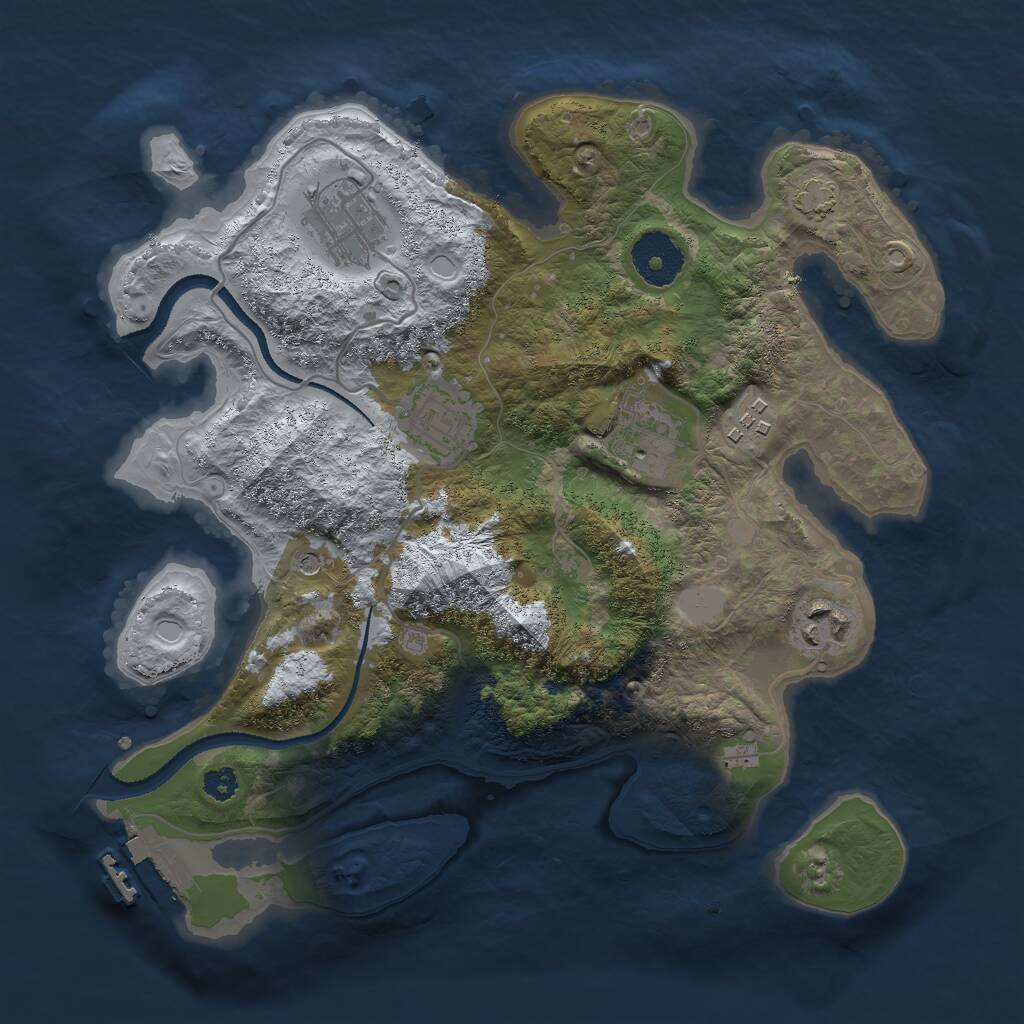 Rust Map: Procedural Map, Size: 3000, Seed: 97851, 9 Monuments