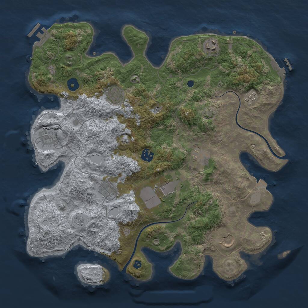 Rust Map: Procedural Map, Size: 3700, Seed: 2206368, 15 Monuments