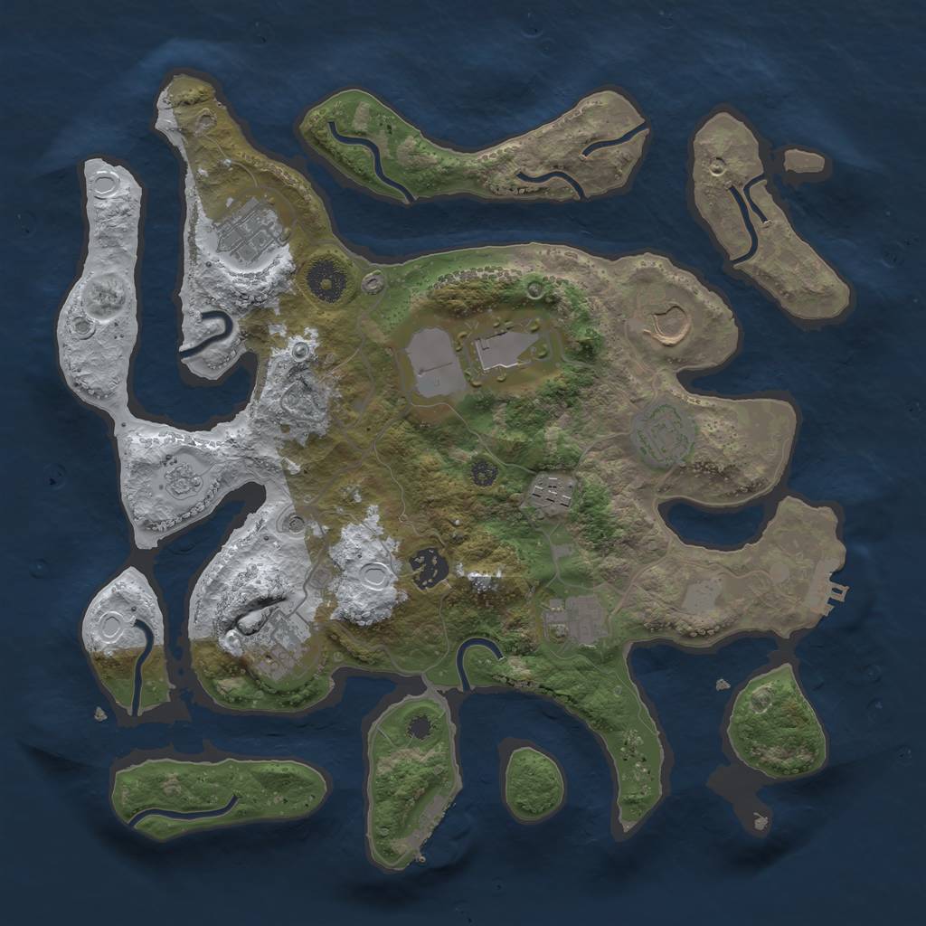 Rust Map: Procedural Map, Size: 3500, Seed: 4610657, 17 Monuments