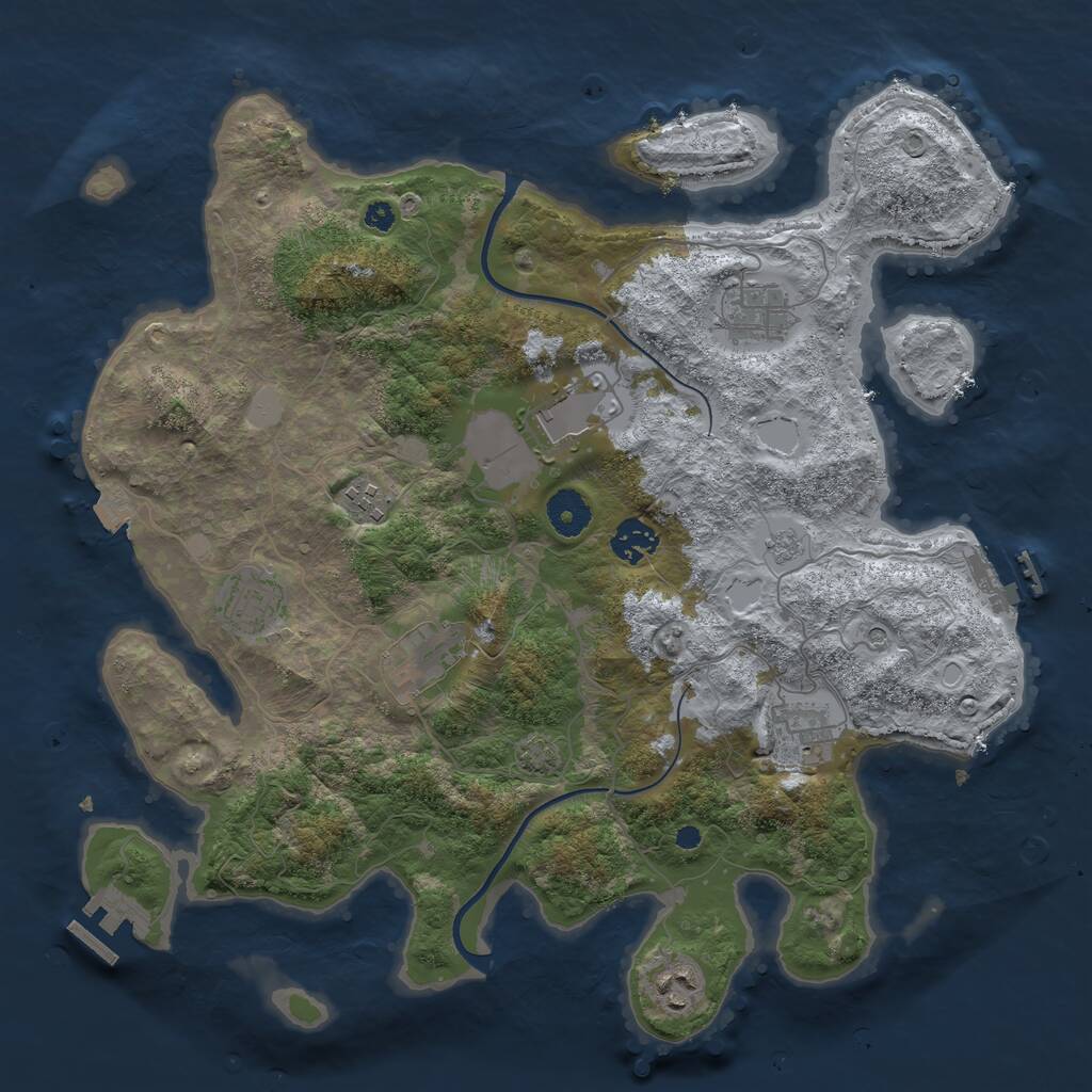 Rust Map: Procedural Map, Size: 3700, Seed: 2139003, 14 Monuments
