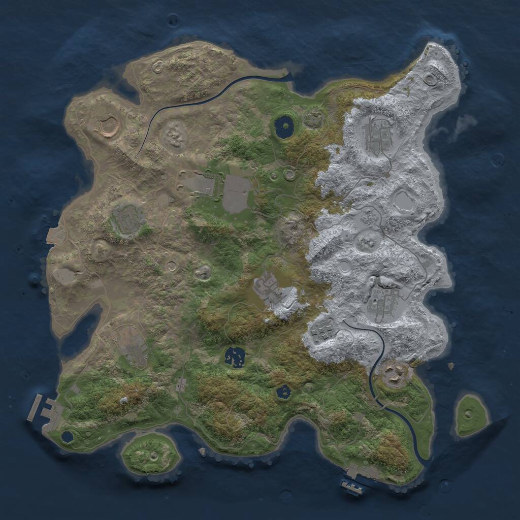 Rust Map: Procedural Map, Size: 3700, Seed: 1552327, 16 Monuments