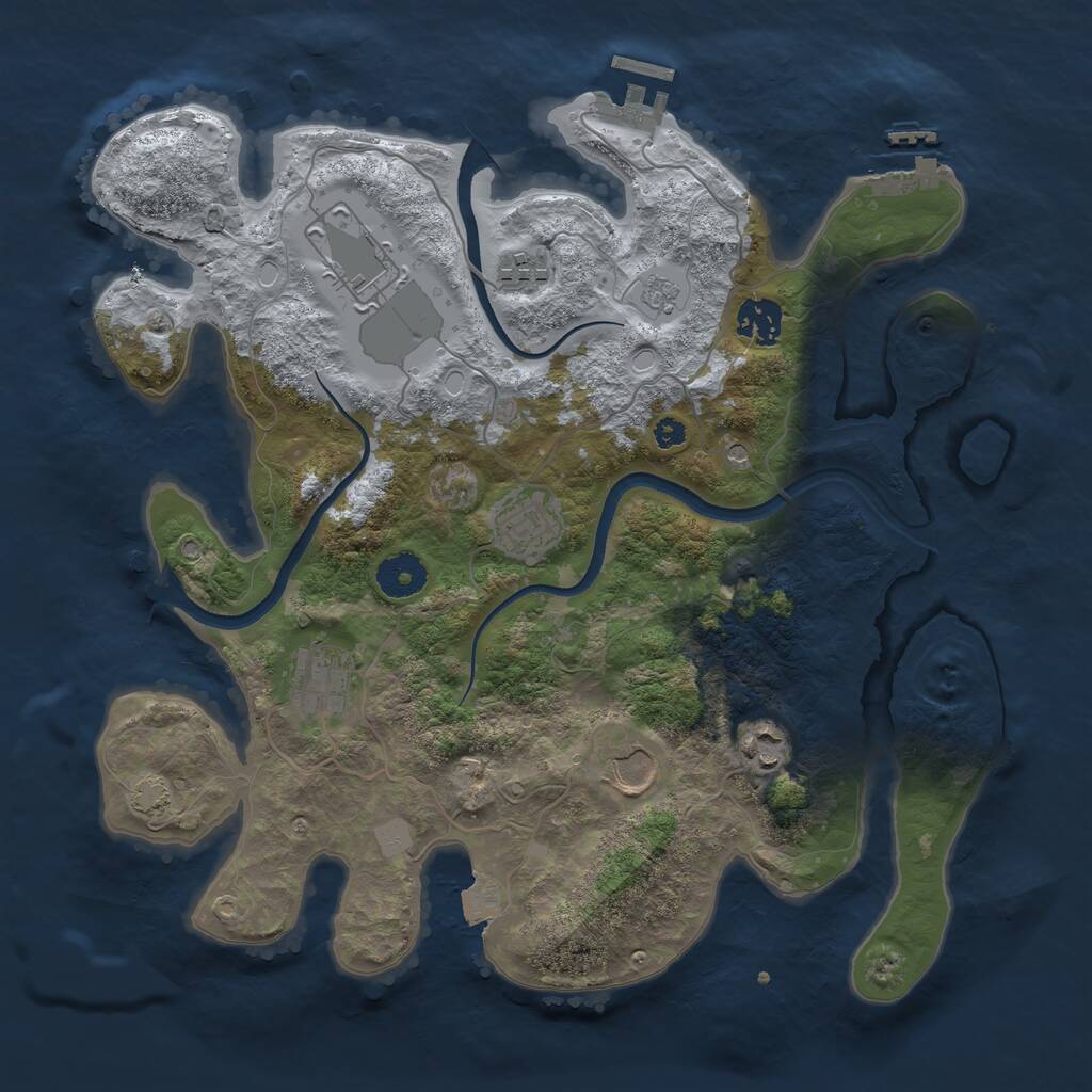 Rust Map: Procedural Map, Size: 3500, Seed: 1490888, 13 Monuments
