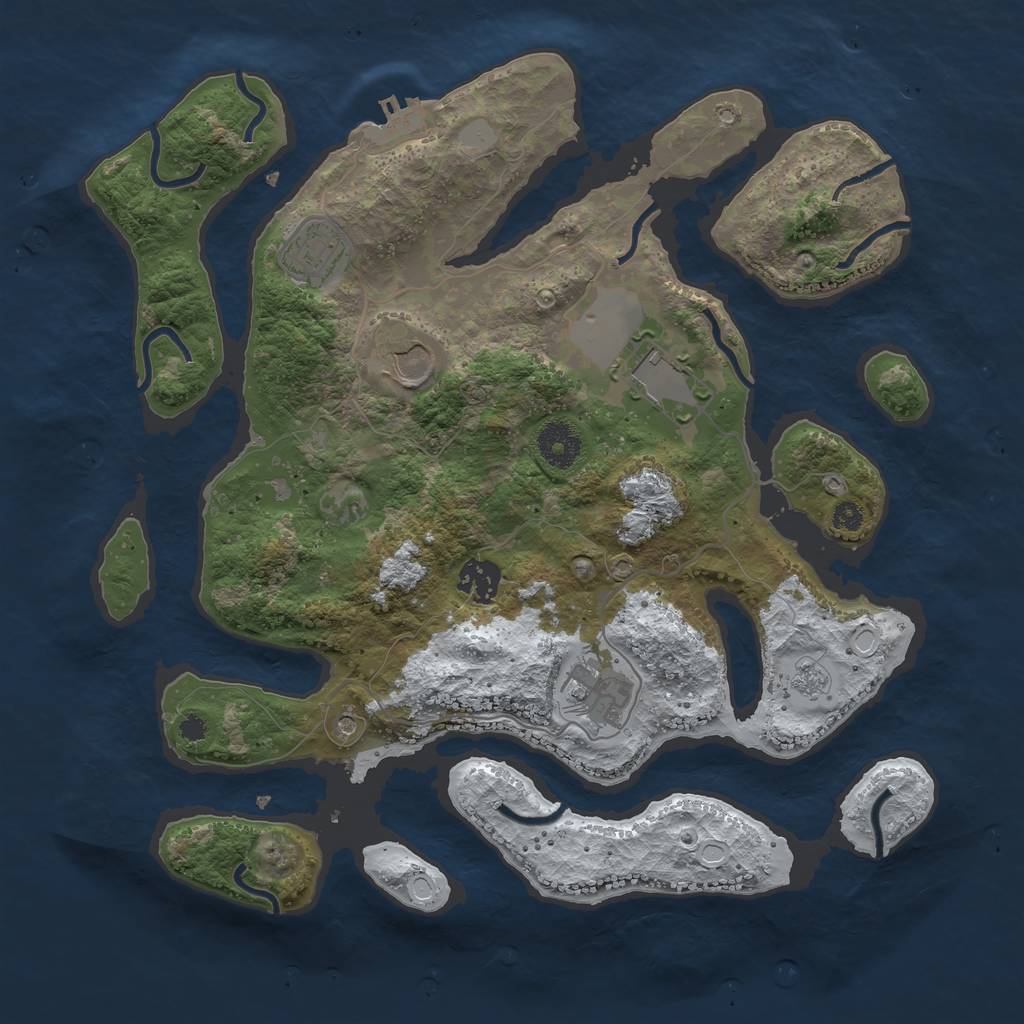 Rust Map: Procedural Map, Size: 3500, Seed: 3354717, 13 Monuments
