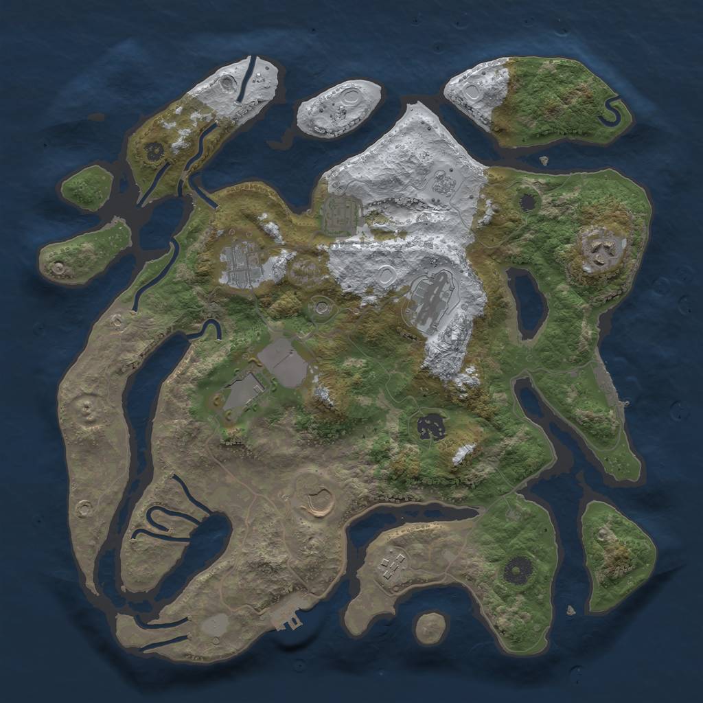 Rust Map: Procedural Map, Size: 3700, Seed: 5611661, 17 Monuments