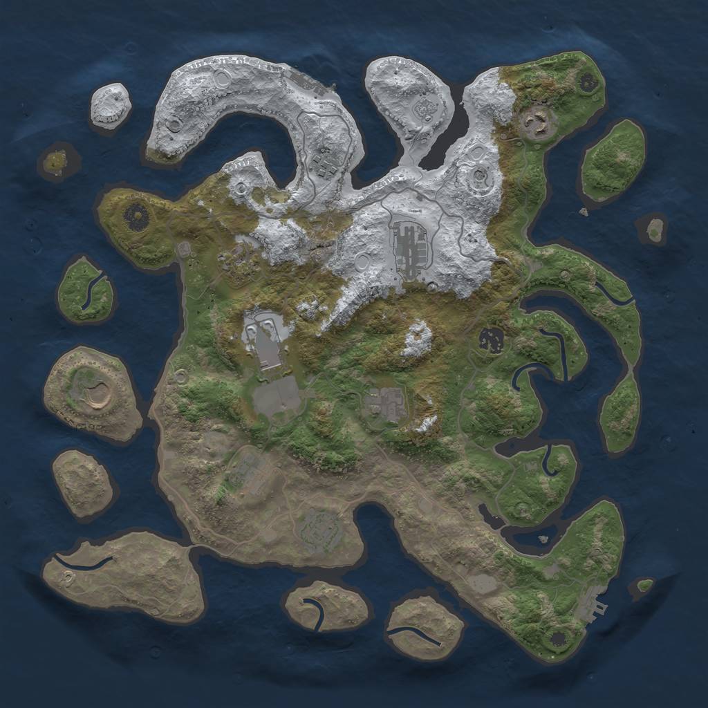 Rust Map: Procedural Map, Size: 4000, Seed: 1260136822, 19 Monuments