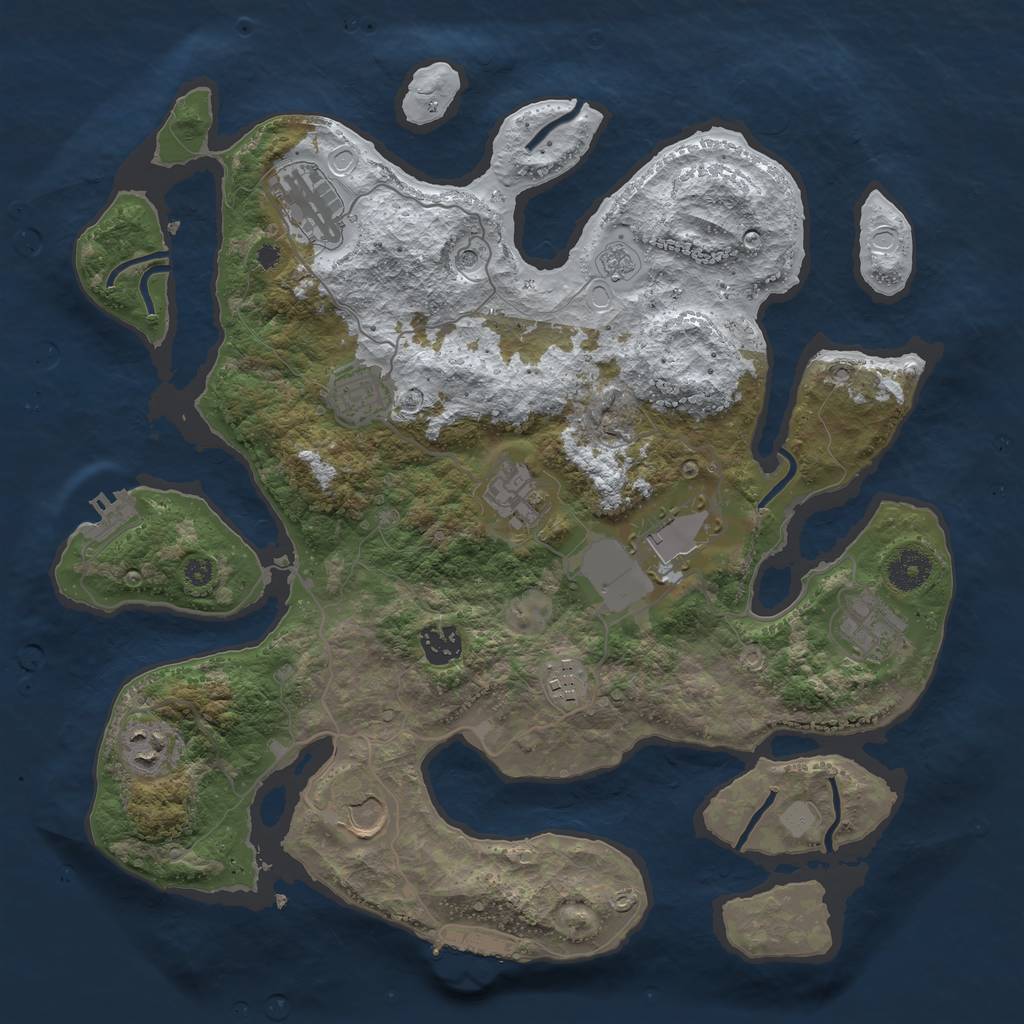 Rust Map: Procedural Map, Size: 3700, Seed: 3357580, 18 Monuments
