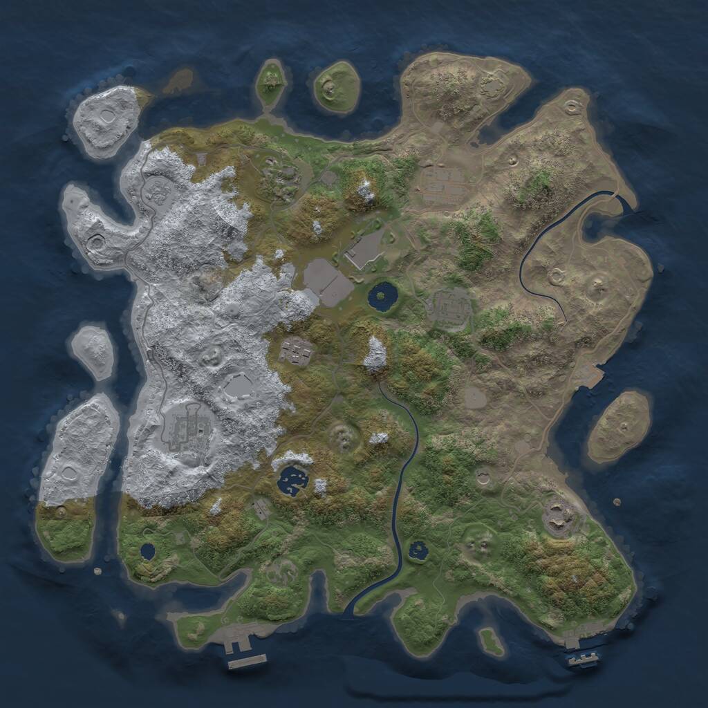 Rust Map: Procedural Map, Size: 3700, Seed: 3362874, 14 Monuments
