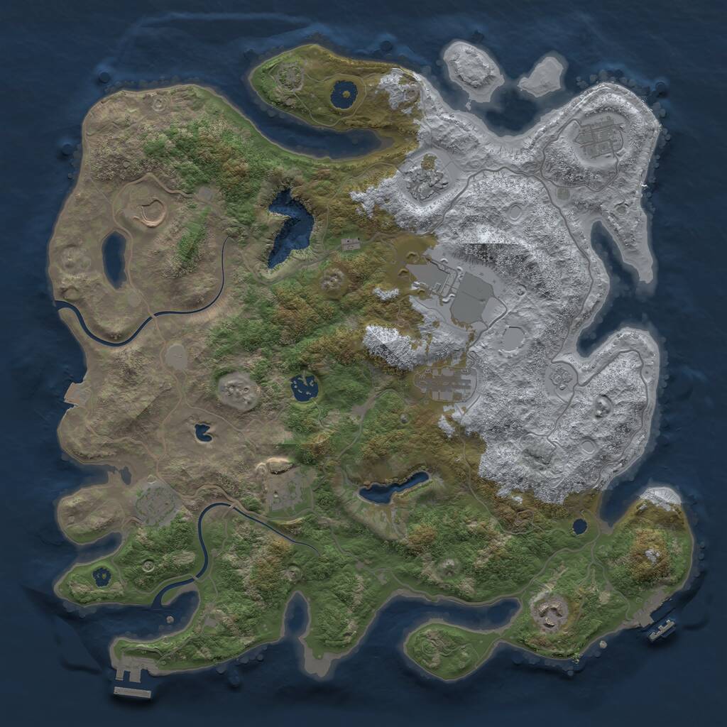 Rust Map: Procedural Map, Size: 4000, Seed: 361049354, 14 Monuments