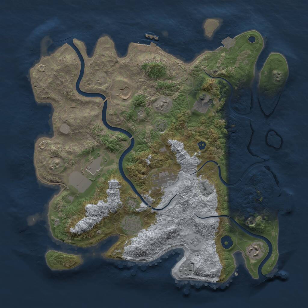 Rust Map: Procedural Map, Size: 3700, Seed: 3393516, 13 Monuments