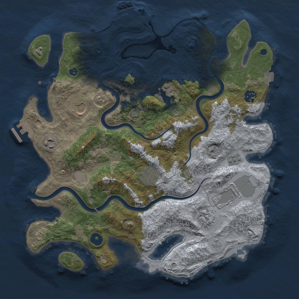 Rust Map: Procedural Map, Size: 3700, Seed: 4747082, 14 Monuments