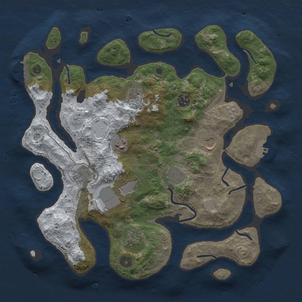Rust Map: Procedural Map, Size: 3700, Seed: 5443535, 18 Monuments